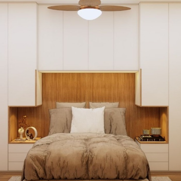 Projeto executado pela Sinit Design: living e cristaleira iluminada